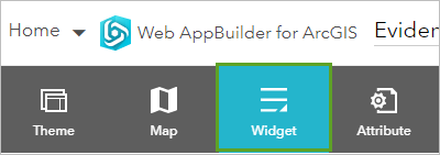 Seleccionar pestaña Widget en la parte superior de navegación.